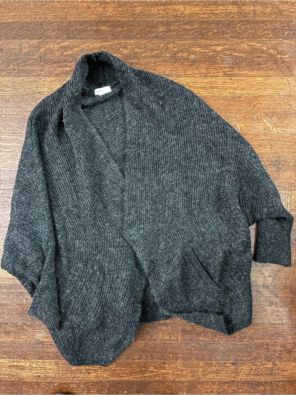 Anthropologie Sleeping On Snow Charcoal Open-Front Wool Sweater Cardigan